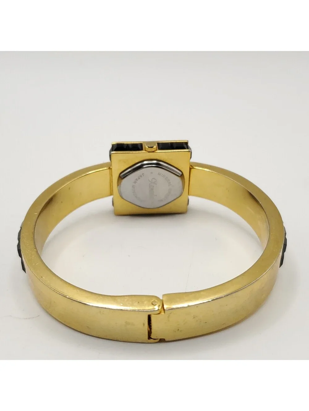 Xanadu Black Gem Gold Tone Cuff Band Womens Watch 23mm MOP Dial New Battery